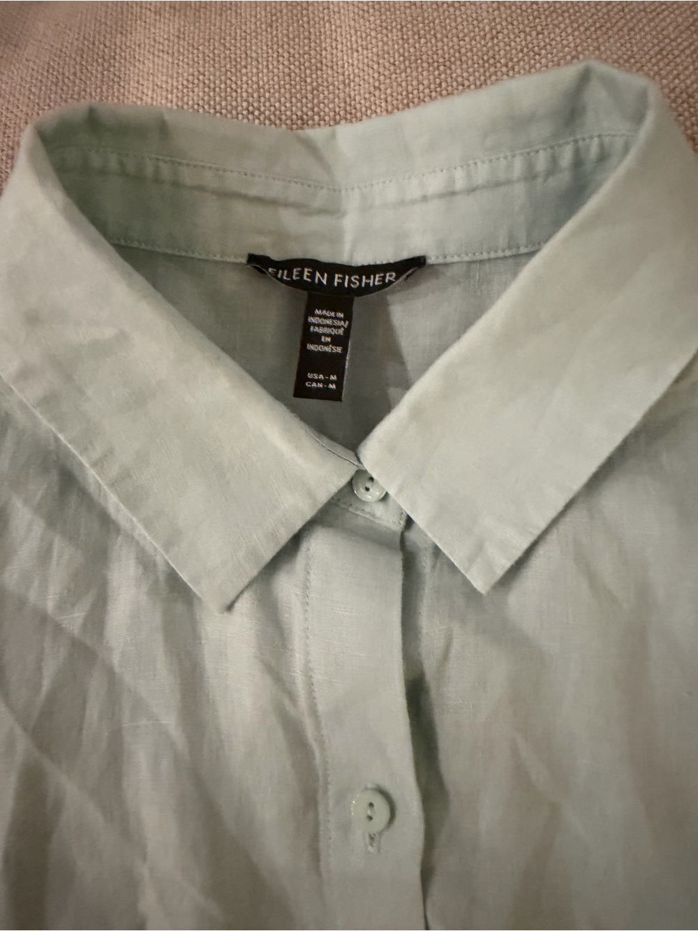 EILEEN FISHER M Organic Handkerchief Linen Classic Collar Shirt $178 - Picture 6 of 6